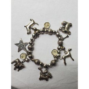Retro vintage 925 silver stretch dog charm bracelet